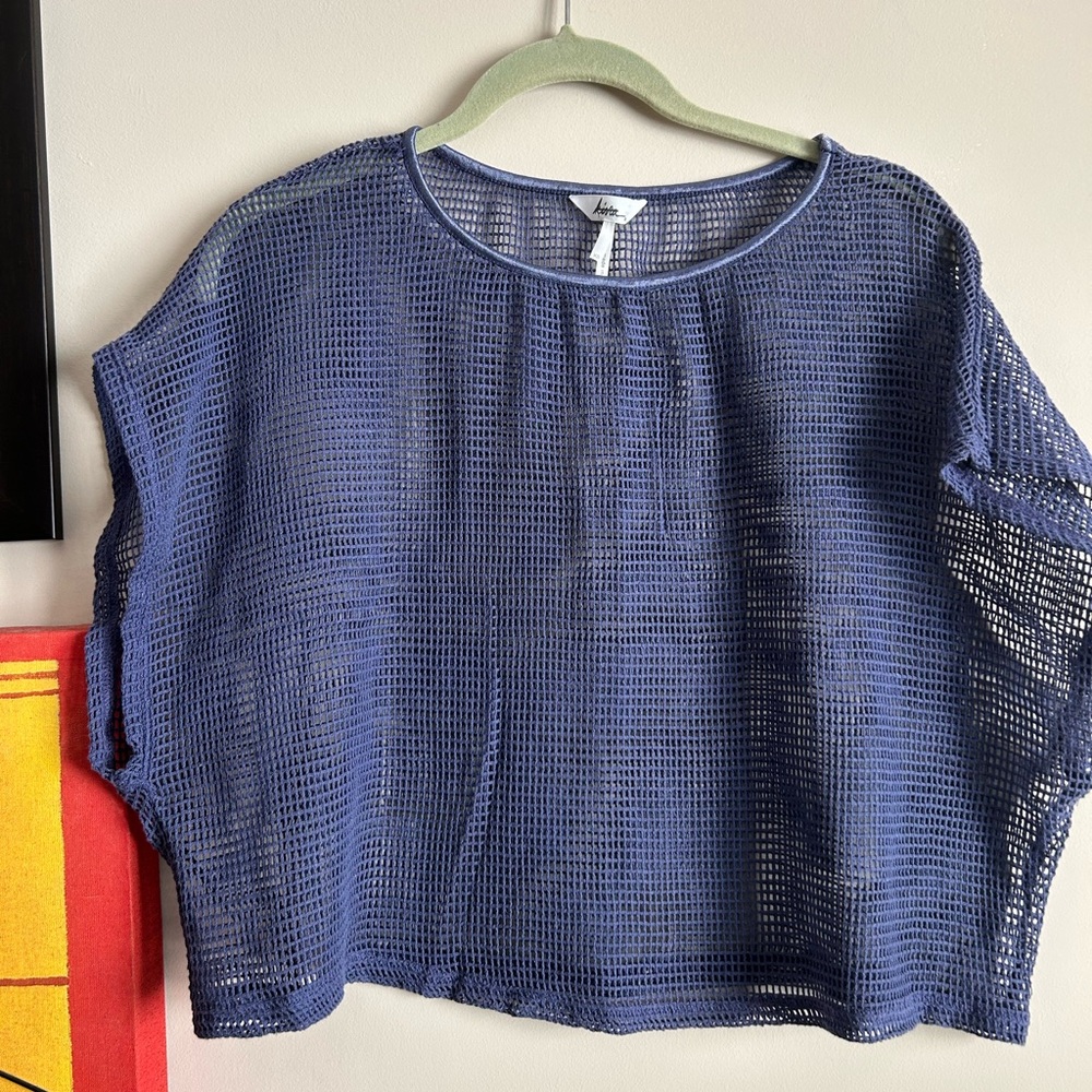 Elegant Blue Mesh Women's Blouse
